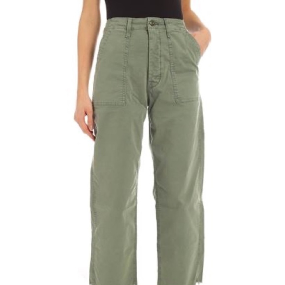 Mother Denim patch pocket zip private ankle fray in toasted brown